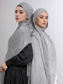 1 件女式渐变大号头巾头巾柔软莫代尔休闲披肩纯色围巾头带长袍配饰女式面纱 - 莫代爾漸層人棉 - 查看 6