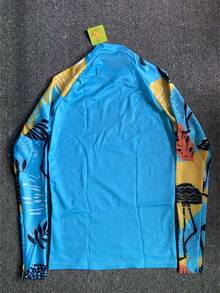 Men's Tight-Fitting Sailing Shirt, Long Sleeve Surfing Shirt, Slightly Small Sun Protection Clothing, UV Protection, Basic Style, Surfing Swimwear, T-Shirt, Diving & Fitness Wear