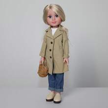 14-Inch Fully Vinyl Coated Girl Doll With Full Outfit And Woven Basket, Casual Style Doll With Smooth Long Hair And Blue Eyes, Cute Girl Toy, Christmas Gift For Friends - The Whole Doll - View 10