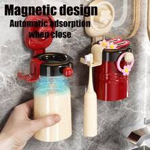 Magnetic No-Drill Toothbrush, Suction Cup Hanging Toothbrush Holder Storage Rack, Toothbrush Holders Wall Mounted,Shelf-Space-Saving, For Family Bathroom,White - 綠色 - 查看 3
