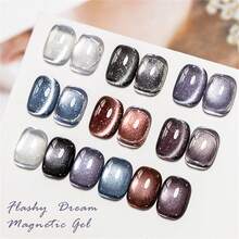 MEET ACROSS 6件套闪亮梦幻猫咪磁性凝胶指甲油套装，超闪亮玻璃珠效果半永久可卸UV凝胶指甲油美甲艺术家用及美甲沙龙用品 - 彩色 - 查看 5