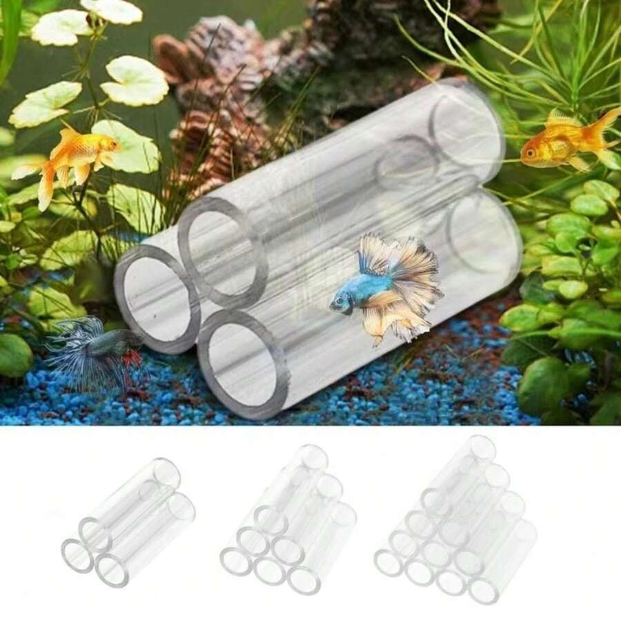 亚克力水族箱装饰套装，鱼虾庇护所，透明仿真，适用于鱼缸 - 3/6/10 件装可选 - 彩色 - 查看 1