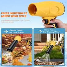 Cordless Leaf Blower - 40,000 RPM Handheld Powerful Blower, 145 MPH High-Speed Airflow, Equipped With Extended Nozzles (Long/Flat/Round) For Removing Leaves/Snow/Dust, Lightweight (2.64 Lbs), Low Noise Mode And Earplugs. - Màu vàng - Xem 4