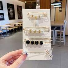 2/4 Pieces Faux Pearl Button Brooch For Women And Girls, Elegant Accessories, For Dresses, Pants, And Clothing, Pearl Waist Pin, Fixed Dress Skirt Waist Size Adjustment Buckle, Dress Pants Accessories - Multicolor - View 9