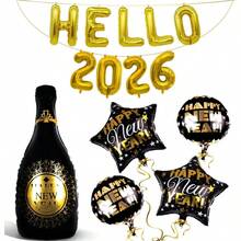 2026 Gold Balloon Set - Giant 40 Inch Happy New Year Champagne Balloons, Happy New Year Balloons, 2026 Number Balloons, 2026 New Year Decorations, 2026 New Year's Eve Party Supplies, New Year's Eve Decorations - Gold - View 8