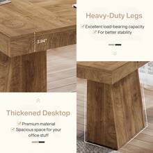 Tribesigns 55-Inch Executive Office Desk, Wooden Computer Desk With Double Pedestal, Modern Simple Writing Studying Table For Home Office - Light Brown - View 6