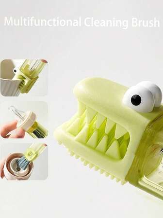 1pc Cute Crocodile - Shaped 3 - In - 1 Baby Bottle & Cup Cleaning Brush, Suitable For Cleaning Cups, Crevices And Lids, With Durable Bristles And A Portable Design