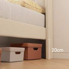 Double Bed Base, Full Size And Queen Size Headboard Base, Footboard With Tufted Wings, Wooden Slat Support, No Box Spring Needed, Gray - 杏色 - 查看 6
