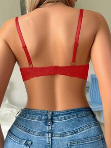 Red Sexy Lace Bra, Comfortable Supportive Breathable Thin Cup Bra For Daily Wear - Red - View 7