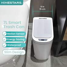 Cubo de basura con sensor de movimiento, 6.8 l, color blanco - Blanco - Ver 11