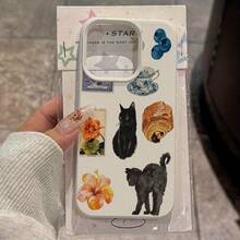 Diseño de pan con gato y flores vintage, funda de teléfono clásica y elegante con protección contra golpes y caídas, resistente a la suciedad y duradera, adecuada para  17/17 Pro/17 Pro Max/17 Air/ 16/16 Pro/16 Pro Max/16 Plus/ 15/15 Pro Max/15 Pro/15 Plus/ 14/14 Pro/14 Plus/14 Pro Max/ 13/13 Pro/13 Pro Max/12/12 Pro/12 Pro Max/11/11 Pro/11 Pro Max/XR/X/XS/XS Max. Es el regalo de cumpleaños perfecto para novias, novios, esposos, esposas, amigos o para uno mismo, innovador y a la moda, adecuado tanto para hombres como para mujeres.Protector elegante y comercial. - Multicolor 1423 - Ver 3