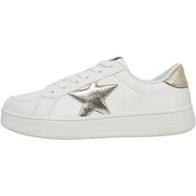 Niluber Star Sneakers For Women Low Top Cushioned White Gold Sliver Leopard Platform Sneakers Lace Up Red Glitter Platform Party ShoesChristmas - 銀色閃光 - 查看 3