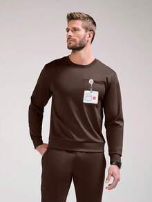 cimmuovere 男士短袖多口袋纯色工作服上衣，护士工作服，牙医保健服，宠物医院，实验室，男士制服，医用制服