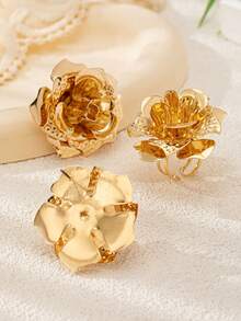 3pcs Exquisite Rose Flower Earrings & Ring Set, Elegant & Fashionable, Suitable For Women's Daily And Party Wear