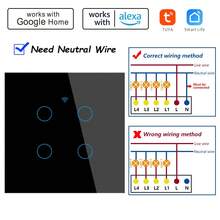 WiFi 和蓝牙双模智能开关 - ChevoLink EU 触摸式墙壁开关 1/2/3/4 位 白色/黑色 需要零线 AC 100-240V - 通过 Tuya 与 Alexa 无缝集成