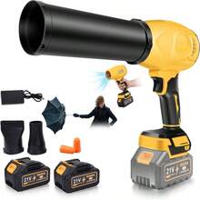 Cordless Leaf Blower - 40,000 RPM Handheld Powerful Blower, 145 MPH High-Speed Airflow, Equipped With Extended Nozzles (Long/Flat/Round) For Removing Leaves/Snow/Dust, Lightweight (2.64 Lbs), Low Noise Mode And Earplugs. - Màu vàng - Xem 1