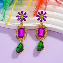 2件套波西米亚风不对称耳环，流苏水钻多款设计，适合日常、节日、派对、庆典等场合佩戴。 - 彩色 - 查看 7