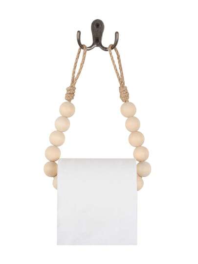 1 pieza Soporte de papel higiénico de cuentas de madera, estante de papel higiénico montado en la pared, estante de toallas de baño, estante de almacenamiento de papel higiénico montado en la pared creativo, accesorio de baño elegante y práctico