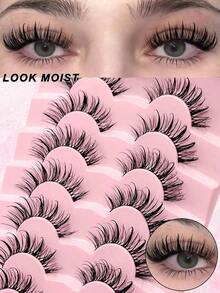 5Pairs Fluffy Wet Look Manga Lashes Thick Thai Style Anime Cosplay False Eyelashes Clear Band Spiky Dramatic Photogenic Doll Lashes Japanese Korean Lashes - 漫畫中濕漉漉的睫毛 - 查看 3