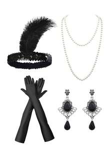 D EXCEED 1/3/4/6 件女式 1920 年代了不起的盖茨比人造羽毛头带婚礼派对下午茶狂欢节服装母亲节舞会万圣节装饰礼物 - 多色 - 查看 14