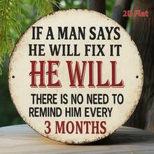 2D Retro Metal Wall Art Plaque - If A Person Says They Can Fix It, They Will -.8inch Round Iron Sign With Distressed Effect, Perfect For Home, Office, Bedroom, Coffee Shop Or Garage Decoration - Unique Holiday Gift Idea, Metal Wall Art Decoration, Perfect Room Decoration - Image Color - View 2