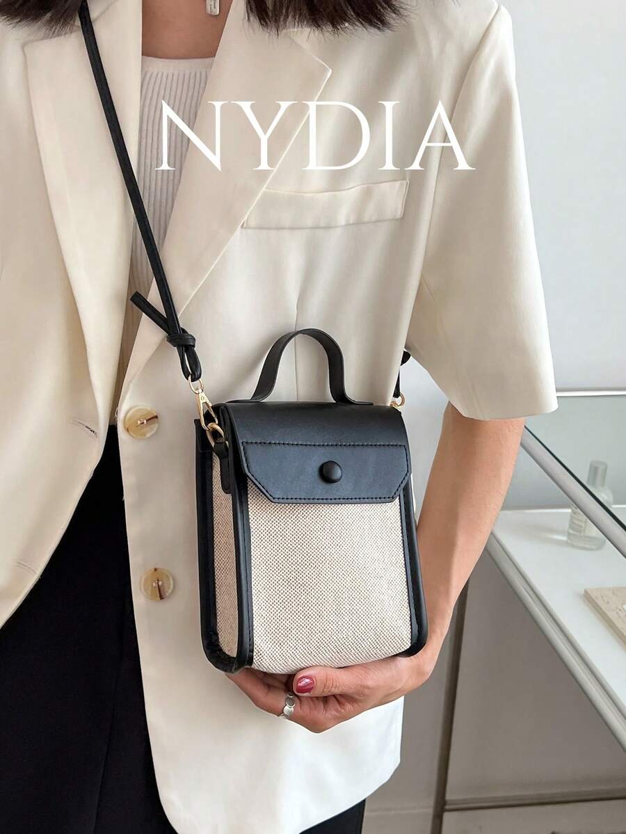 Mini Solid Color Patchwork Simple Handbag, Casual Everyday Use - Beige - View 1