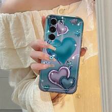 Funda de teléfono de corazón azul púrpura y mariposa para Oppo A3 A3 Pro A3X A5 Pro A16 A17K A18 A38 A40 A55 A57 A57S A58 A60 A76 A77S A78 A79 A80 5G A95 A98 Reno 5 8T 10 11 Pro 12 13F F29 Pro, funda de teléfono de TPU transparente a prueba de golpes de cobertura completa, simple, a la moda, a prueba de golpes, carcasa suave protectora, nuevo patrón creativo. - Colores mixtos - Ver 4