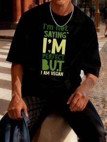 Camiseta vegana con gráficos para hombre, tejido casual de primera calidad, diseño gráfico, informal, transpirable, nuevo lanzamiento. - Negro - Ver 1