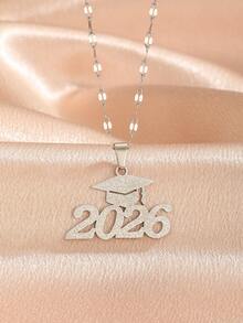 2026 Graduation Cap Necklace, Stainless Steel Material, Gold Sandblasted Finish, Suitable For Male And Female Graduates, Friends, Graduation Gift, Back To School Accessory - Multicolor - View 4