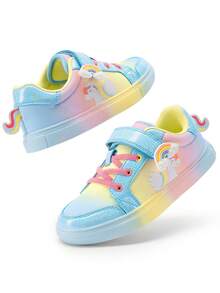 Toddler/Little Kids Rainbow Storybook Sneakers Casual Walking Sneakers Hook Loop School Shoes - 藍色 - 查看 2