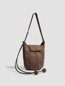 简约时尚斜挎水桶包 女士秋冬新款小众复古休闲风斜挎包 通勤单肩南瓜包 - 彩色 - 查看 12