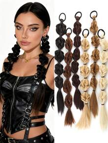 20 Inch Ponytail Synthetic Wigs Female Bubble Braid Natural Twist Braid Tie-Up Lantern Braid Suitable For Women's Daily Wear And Gatherings - Multicolor - View 1