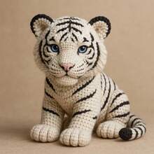 1 Pcs Set Cute Cartoon Tiger Knitting Kit For Adult Beginners (4 Colors Available) Cute Animal Tiger Hand-Knitting Kit Includes Crochet Supplies And Step-By-Step Video Tutorial DIY Handcrafted Knitting Kit Valentine's Day/Halloween/Christmas/Mother's Day/Thanksgiving Gift Ideal Present For Home Decor Dual-Purpose Holiday Gifting, Home Decor. - 白老虎 - 查看 4