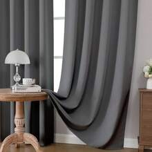 CUCRAF - Juego de 2 Paneles de Cortinas Opacas Negras de 45 Pulgadas de Largo, con Bolsillo para Barra, Cortinas de oscurecimiento de habitación para recámara, Sala de Estar, Cortina térmica aislada(Gris claro 132.1An x 137.2Al cm (1 Paneles)) - Multicolor - Ver 5