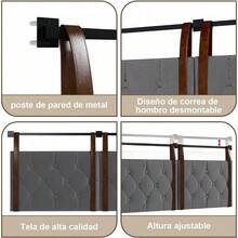 Cabecera con Tapizado, Cabecero de Pared, Cabecera Matrimonial Tapizada, El Tamao 140 * 45 * 5. Gris - Gris - Ver 5