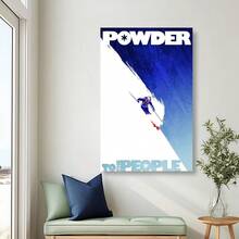Ski Art Print - Vintage Powder Skiing Poster   Rustic Winter Wall Decor For Home - 框架 - 查看 3