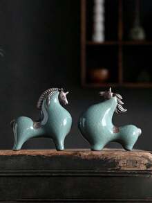 精美唐代陶瓷马雕像 - 多功能室内/室外装饰，适合家居和办公室，完美的家居饰品 - 彩色 - 查看 7