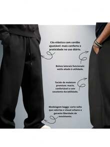 Men's Baggy Dragon Sweatpants, Streetwear, Comfortable, Premium Style, Loose Fit, Casual - 黑色 - 查看 5