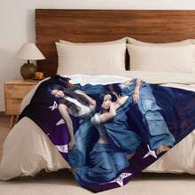 KATSEYE Anime-Inspired Ultra-Soft Flannel Blanket - All-Season Cozy Throw With Vibrant Character Artwork, Mixed Colors For Living Room, Office, Sofa Decor - Ideal Gift For Anime Fans & Home Decor Enthusiasts, Anime Blanket, Office Throw, Playful Design, Plush Texture, Stylish Home Accessory, Comfortable Material, Pop Culture Lovers-280gsm - Multicolor4 - 查看 4