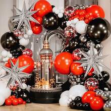 89 قطعة من البالونات اللاتكس باللون الأسود والأبيض والفضي والأحمر مجموعة ديكور DIY - قوس، إكليل، بالونات بها شراريخ فضية، مناسبة لحفلات عيد الميلاد، عيد الحب، حفلات استقبال المواليد، جميع مناسبات الاحتفال، ديكور المنزل، الزفاف، الهدايا، الخطوبة، الحديقة، التخرج، الذكرى السنوية، الكرنفال، عيد الميلاد - متعدد الألوان - مشاهدة 6