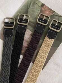 Cinturón elástico de cintura, cinturón tejido de lona para mujeres y hombres - Multicolor - Ver 2