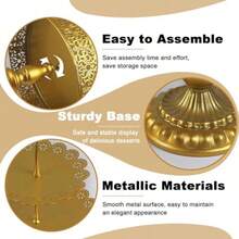 Gold Cake Stands Set 5pcs Metal Tiered Cupcake Display Stand Serving Platter For Dessert Table Dessert Candy Fruit Tray For Wedding Baby Shower Birthday Party Elegant MultiTiered Design Perfect For Sweet Treats And Refreshments At Events And Gatherings - Gold - View 5