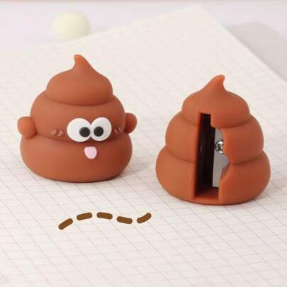 1/10pcs Novelty Poop-Shaped Silicone Pencil Holder & Pen - Fun And Creative Desk Accessory For Office, School, Or Learning Rewards, Brown With Playful Face Design, Cute Office Supplies
