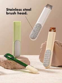 1 pieza Cepillo de acero inoxidable para pies, cepillo de doble cara con cerdas suaves de goma - Multicolor - Ver 3