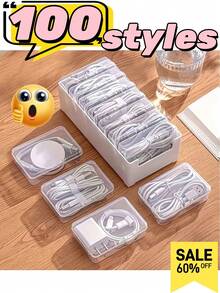 1 Set Cable Management Box, Power Cord And Charging Cable Organizer, Phone Charger Holder, Cord Winder, Desktop Cable Tidy Box, Cable Management Box, Cable Organizer, Cable Storage, Cable Organizer, Cable Organizer, Cable Storage Box, Charger Cable Organizer, Charging Cable Organizer, Cable Management Box, Zhsmyup Cable Organizer, Charger Organizer, Drawer-Style Cable Organizer, Charging Cable Storage Box - Multicolor - View 2
