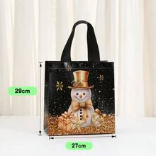 4pcs Christmas Gift Bags Reusable Non-Woven Black Large Christmas Tote Bags With Handles For Gift Wrapping Office Exchange, Xmas Party Favors - Black - View 3