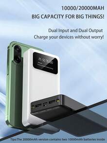 10000mAh High-Performance Powerbank Charger Compatible With Android/Apple Devices, With USB/Type-C/Micro USB Ports, LED Digital Display Screen, Suitable For Anniversary/Birthday/Christmas Gifts, Applicable For Various Phones/Tablets, K8 Outdoor Emergency Backup Battery Portable Power Bank