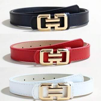 Nuevo cinturón decorativo de moda para mujer, cinturón de cuero casual con hebilla doble G, negro versátil