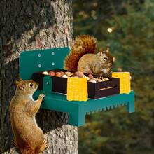 KIYIWANSS Metal Squirrel Feeder Picnic Table With Ventilation, Outdoor Squirrel And Chipmunk Feeder With Corn Cob Holder, Easy To Install On Tree Or Fence - Green - View 2