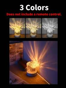 1 Pack Type C Round Night Light Crystal Table Lamp, Creative Bedside Lamp With Rotating Water Ripple Effect, Flame Atmosphere Lamp With 16 Color  And Remote Control Function, Bedroom Rgb Remote Control Night Light With Rotating Water Pattern Design, Suitable For Children's Rooms, Bedrooms, Hallways,